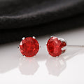 Red Cubic Zirconia Earrings ~ pair of cubic zirconia earrings