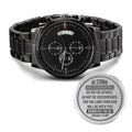 Men's Watch, Be Strong and Courageous, Joshua 1:9 ~ men's engraved watch shown in a gift box