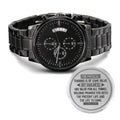 Men's Watch, Godliness Has Value for All Things, 1 Timothy 4:8 ~ men's engraved watch shown in a gift box