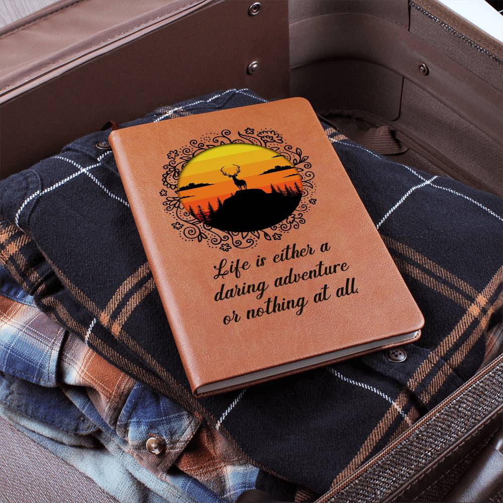Adventure Seeker Leather Journal ~ A Daring Adventure or Nothing ~ engraved leather journal