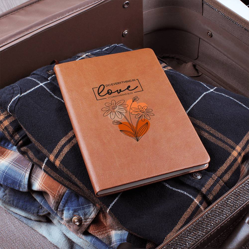 Do Everything In Love ~ Floral Scripture Leather Journal ~ engraved leather journal