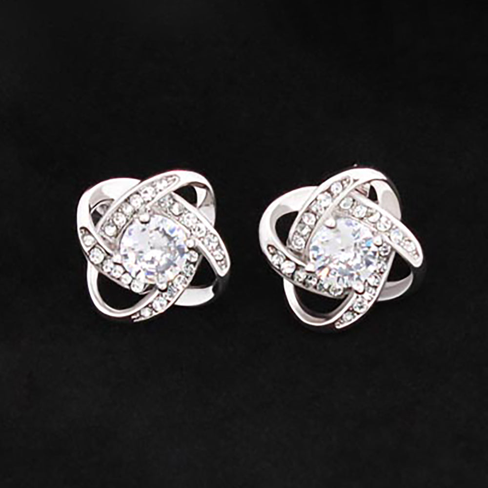 Love Knot Stud Earrings ~ pair of cubic zirconia earrings