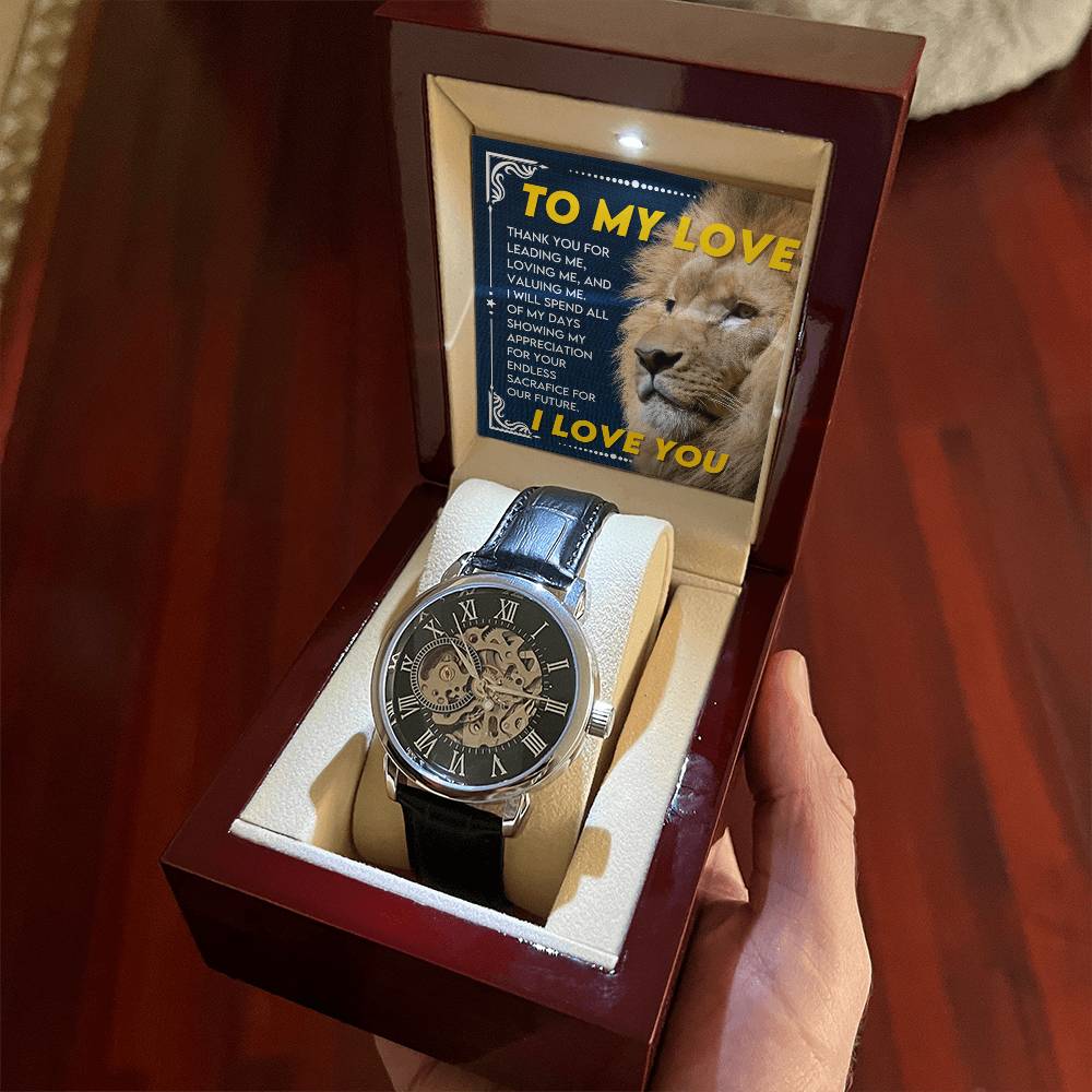 To My Love – Men's Openwork Watch | Luxury Gift from Wife to Husband