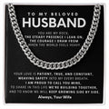 To My Husband ~ Cuban Link Chain ~ You Are My Rock ~ necklace shown with its message card in a gift box
