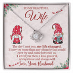 Christmas Gift for Wife ~ Love Knot Necklace ~ The Day I Met You ~ necklace shown with its message card in a gift box