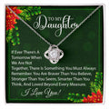 Christmas Love Knot Necklace for Daughter ~ Braver Than You Know ~ necklace shown with its message card in a gift box