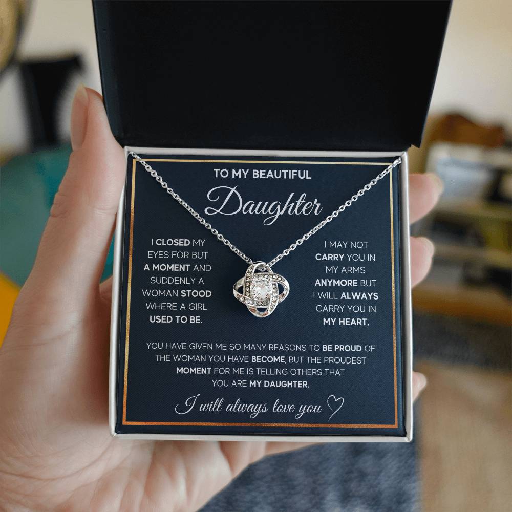 To My Daughter, I Will Always Carry You In My Heart ~ keepsake gift shown in a gift box