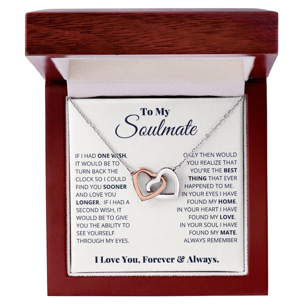 To My Soulmate ~ Interlocking Hearts Necklace ~ Forever & Always