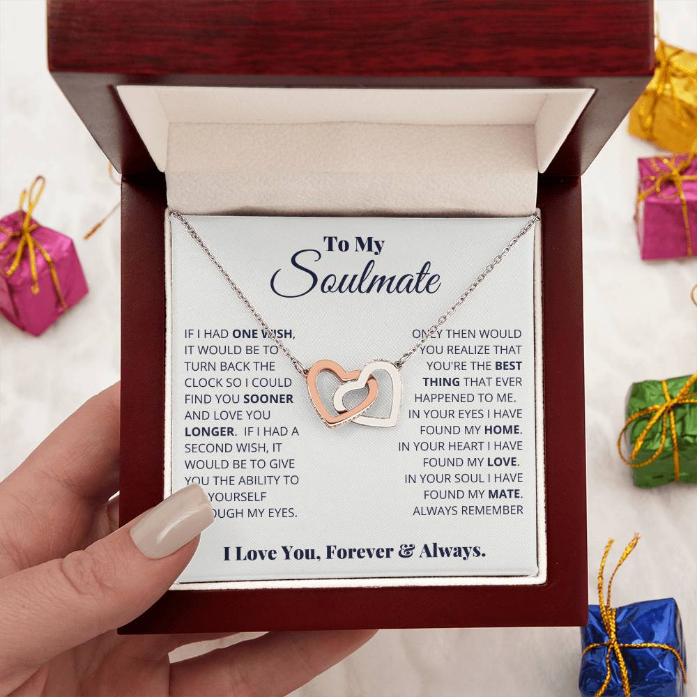 To My Soulmate ~ Interlocking Hearts Necklace ~ Forever & Always