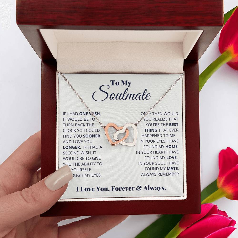 To My Soulmate ~ Interlocking Hearts Necklace ~ Forever & Always