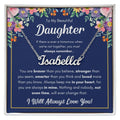 To My Daughter Braver Name Necklace Gift Set ~ necklace shown with its message card in a gift box