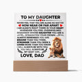 To My Daughter Braver Square Acrylic ~ keepsake gift shown in a gift box