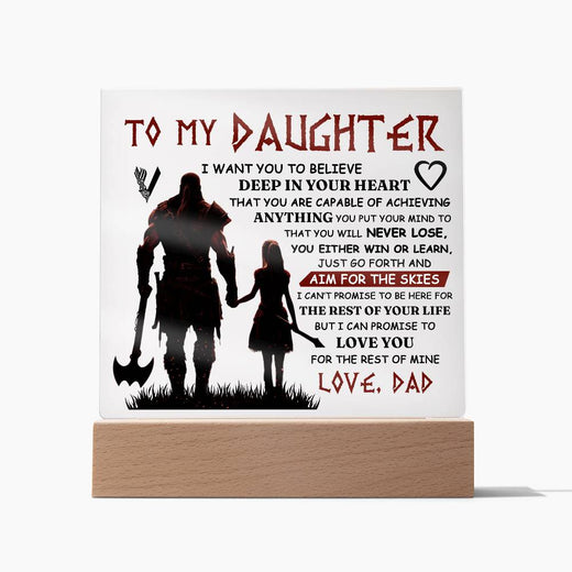 To My Daughter ~ Viking Lighted Plaque ~ Aim for the Skies