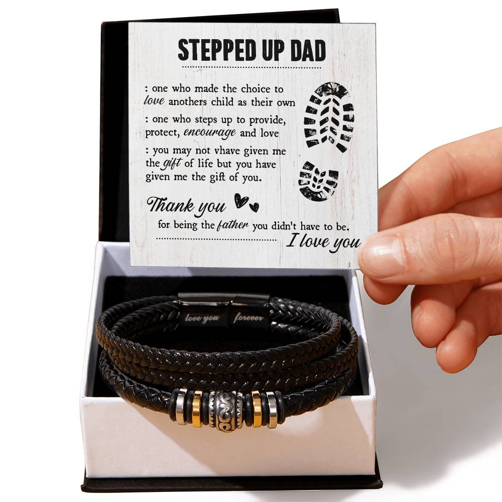 To My Step Dad Gift Of Life Bracelet ~ bracelet shown with its message card in a gift box