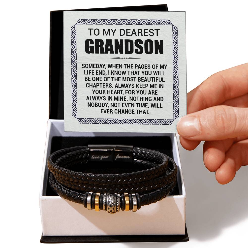 Love You Forever To My Grandson Bracelet Pages Of My Life ~ bracelet shown with its message card in a gift box