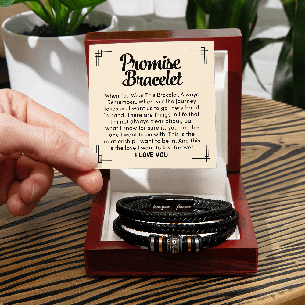 Promise Bracelet for Him ~ Love You Forever ~ Braided Leather