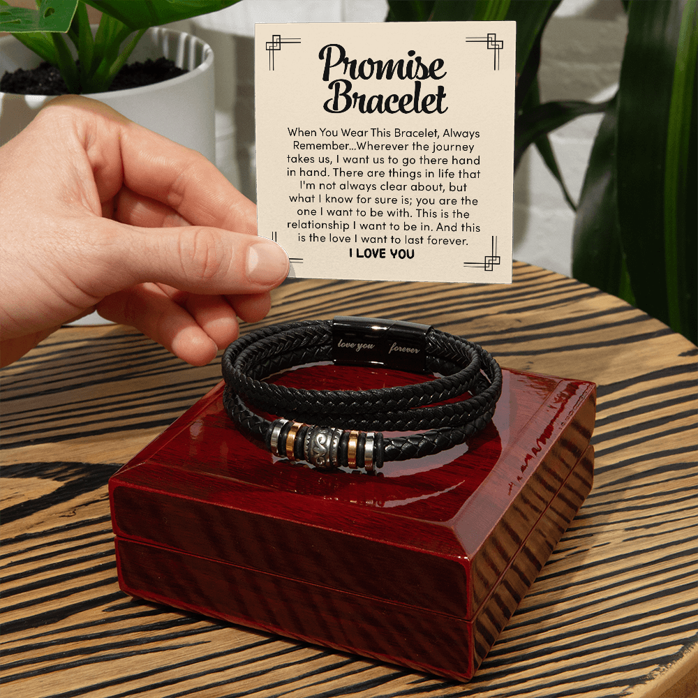 Promise Bracelet for Him ~ Love You Forever ~ Braided Leather