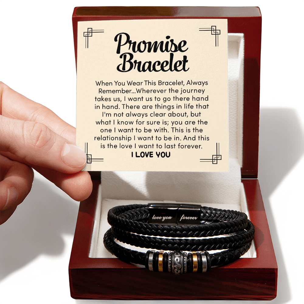 Promise Bracelet for Him ~ Love You Forever ~ Braided Leather