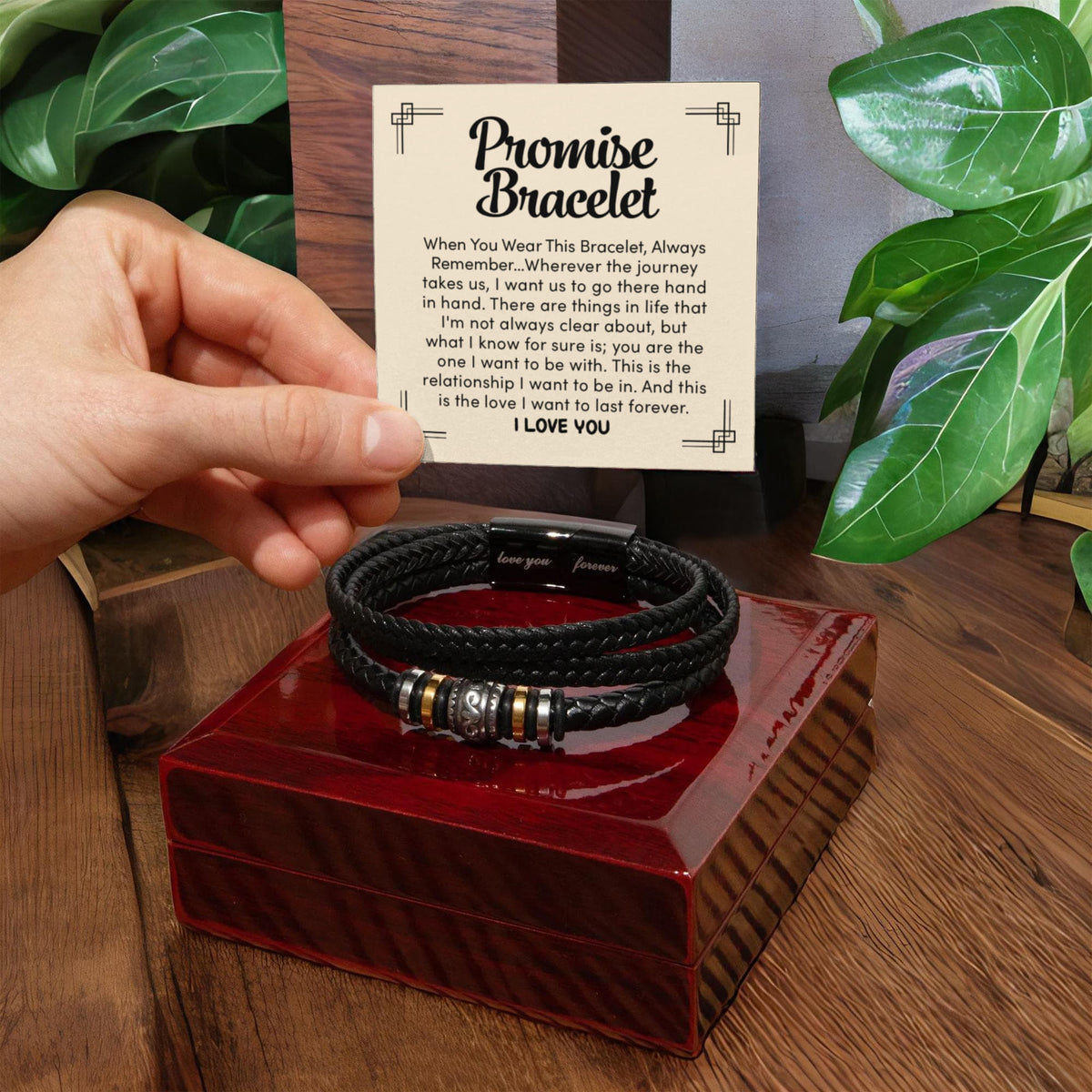 Promise Bracelet for Him ~ Love You Forever ~ Braided Leather