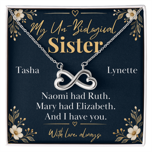 Personalized Un-Biological Sister Infinity Necklace – Christian Best Friend Gift