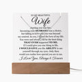 To My Beautiful Wife ~ Lighted Acrylic Plaque & Necklace Gift Set