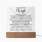 To My Beautiful Wife ~ Lighted Acrylic Plaque & Necklace Gift Set