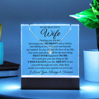 To My Beautiful Wife ~ Lighted Acrylic Plaque & Necklace Gift Set
