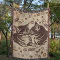 Snuggling Kitties ~ Woven Blanket ~ woven blanket with the message woven into the cloth