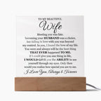 To My Beautiful Wife ~ Lighted Acrylic Plaque ~ Meeting You Was Fate ~ acrylic keepsake plaque with a printed message