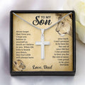 To My Son This Old Lion Cross Necklace Gift Set ~ necklace shown with its message card in a gift box
