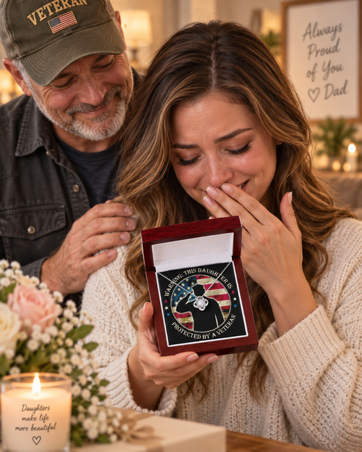 Warning: This Daughter Is Protected by a Veteran Dad ~ Love Knot Necklace